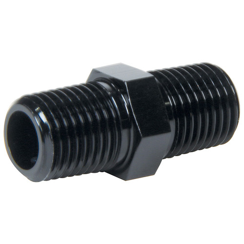 Allstar Performance ALL49781 Fitting, Adapter, Straight, 1/4 in NPT Male to 1/4 in NPT Male, Aluminum, Black Anodized, Each