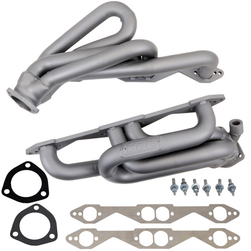 Bbk Performance 4007 Headers, Shorty, 1-5/8 in Primary, 3 in Collector, Steel, Titanium Ceramic, Small Block Chevy, GM Fullsize Truck 1996-99, Pair