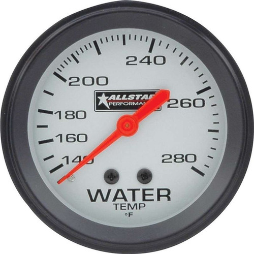 Allstar Performance ALL80096 2-5/8 in. Water Tempreture Gauge, 140-280 Degree F, Mechanical, White