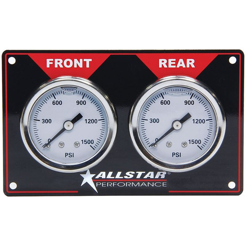 Allstar Performance ALL80172 Brake Bias Gauge Panel, Horizontal, 2 White, 0-1500 psi 1 1/2 Gauges