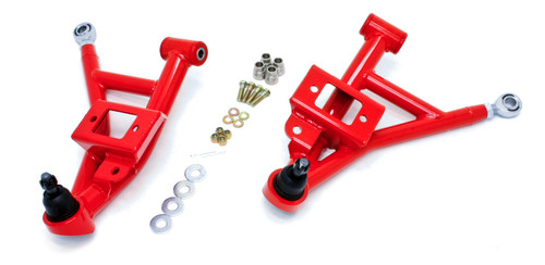 Bmr Suspension AA002R Control Arm, Tubular, Lower, Polyurethane / Rod End Bushings, Steel, Red Powder Coat, GM F-Body 1993-2002, Pair