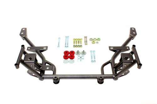 Bmr Suspension KM020H K-Member, Tubular, Factory Steering Rack, Stock Motor Mounts Lowered 1/2 in, Steel, Black Powder Coat, Ford Mustang 2005-14, Each