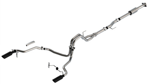 Borla 140864BC Exhaust System, ATAK, Cat-Back, 2-1/4 in Diameter, Dual Rear Exit, 4 in Black Tips, Rolled Edge, Stainless, Natural, 2.7 / 3.5, Ford Fullsize Truck 2021, Kit