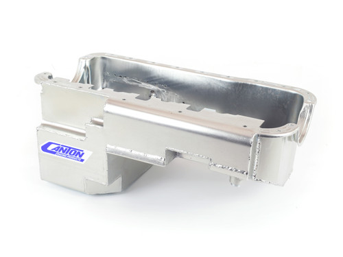 Canton 13-622 Engine Oil Pan, Drag Race, Front / Rear Sump, 7 qt, 9 in Deep, Steel, Cadmium, Small Block Ford, Each