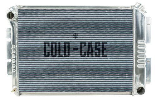 Cold Case Radiators CHC11 Radiator, 27.500 in W x 18.500 in H x 3 in D, Driver Side Inlet, Passenger Side Outlet, Aluminum, Polished, Manual, Big Block Chevy, GM F-Body 1967-68, Each