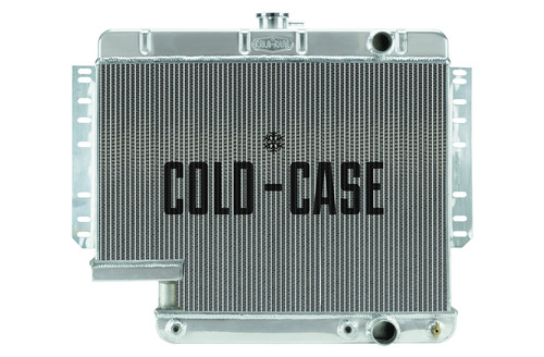 Cold Case Radiators CHI565A-5 Radiator, 28.750 in W x 23 in H x 3 in D, Passenger Side Inlet, Passenger Side Outlet, Aluminum, Polished, 500 Steering Box Cutout, GM B-Body 1961-65, Each