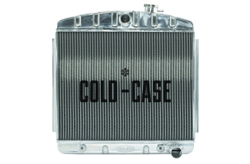 Cold Case Radiators CHT563A Radiator, 23.500 in W x 23.500 in H x 3 in D, Center Inlet, Passenger Side Outlet, Aluminum, Polished, Chevy V6, Chevy Fullsize Car 1955-57, Each
