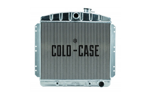 Cold Case Radiators CHT569A Radiator, 25.200 in W x 23.200 in H x 3 in D, Center Inlet, Passenger Side Outlet, Aluminum, Polished, Chevy Car 1949-54, Each
