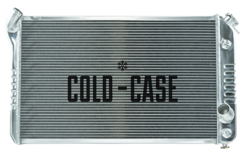 Cold Case Radiators CHV716A Radiator, 33.700 in W x 19 in H x 3 in D, Driver Side Inlet, Passenger Side Outlet, Aluminum, Polished, Small Block Chevy, Chevy Corvette 1973-76, Each