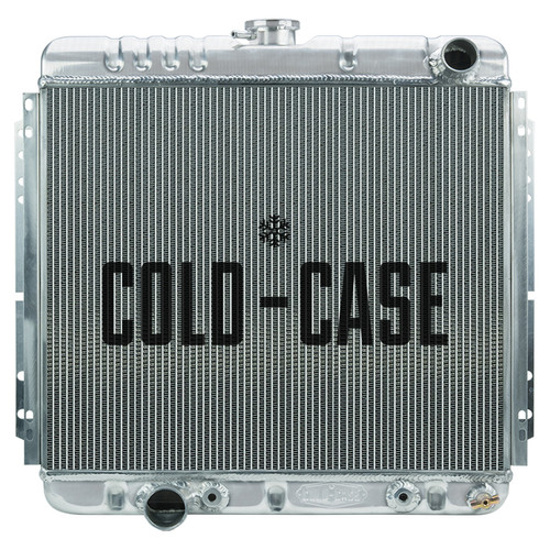 Cold Case Radiators FOM560A Radiator, 21.060 in W x 20.500 in H x 3 in D, Passenger Side Inlet, Driver Side Outlet, Aluminum, Polished, Automatic, Big Block Ford, Ford Mustang 1967-70, Each