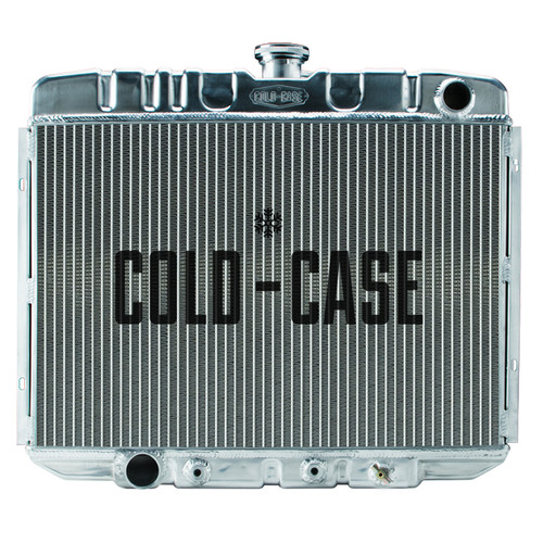 Cold Case Radiators FOM588A Radiator, 25 in W x 21.250 in H x 3 in D, Passenger Side Inlet, Driver Side Outlet, Aluminum, Polished, Automatic, Big Block Ford, Ford Mustang 1967-70, Each
