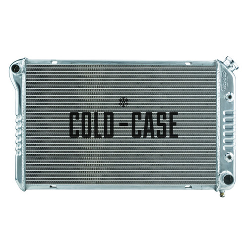 Cold Case Radiators GMB57A Radiator, 32 in W x 18.500 in H x 3 in D, Driver Side Inlet, Passenger Side Outlet, Aluminum, Polished, Automatic, GM G-Body 1984-87, Each