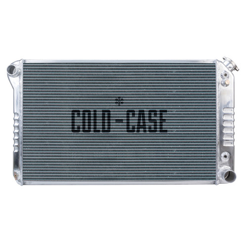 Cold Case Radiators GMT556A Radiator, 34.150 in W x 18.600 in H x 3 in D, Driver Side Inlet, Passenger Side Outlet, Aluminum, Polished, Automatic, GM Fullsize Truck 1977-87, Each