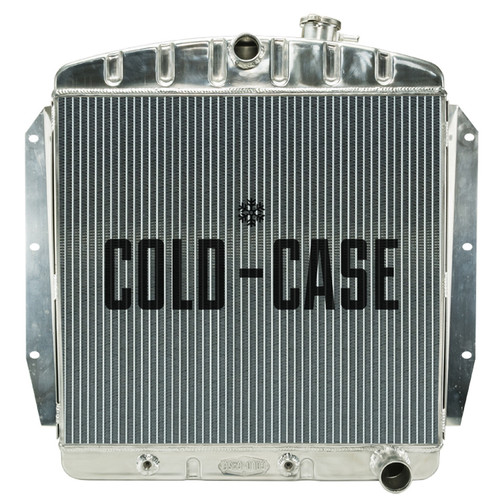 Cold Case Radiators GMT567A Radiator, 27 in W x 25.700 in H x 3 in D, Center Inlet, Passenger Side Outlet, Aluminum, Polished, Chevy Truck 1955-59, Each