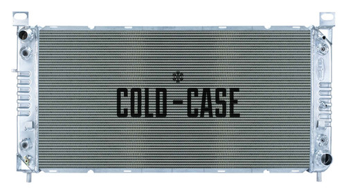 Cold Case Radiators GMT569A Radiator, 40 in W x 21 in H x 3 in D, Driver Side Inlet, Passenger Side Outlet, Aluminum, Polished, Automatic, Oil Cooler, GM Fullsize Truck 1999-2012, Each