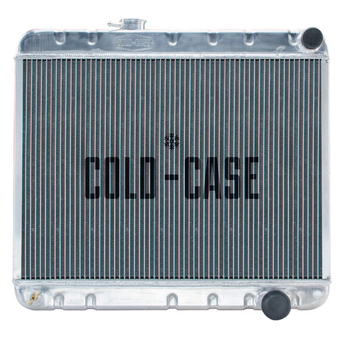 Cold Case Radiators GPG22 Radiator, 25.750 in W x 20.125 in H x 3 in D, Passenger Side Inlet, Passenger Side Outlet, With Air Conditioning, Aluminum, Polished, Manual, GM A-Body 1964-65, Each