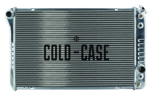 Cold Case Radiators LMP590A Radiator, 32 in W x 18.500 in H x 3 in D, Driver Side Inlet, Passenger Side Outlet, Aluminum, Polished, GM F-Body 1982-92, Kit