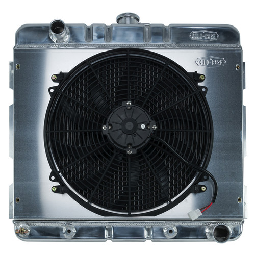 Cold Case Radiators MOP755AK Radiator and Fan, 25 in W x 22.500 in H x 3 in D, Driver Side Inlet, Passenger Side Outlet, Aluminum, Automatic, Mopar A-Body / B-Body 1970-72, Kit