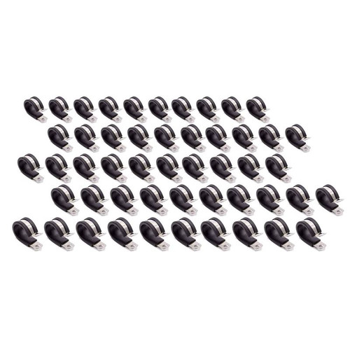 Allstar Performance ALL18306-50 Line Clamps, 7/8 in. Aluminum, Rubber Lining, 50 Pack