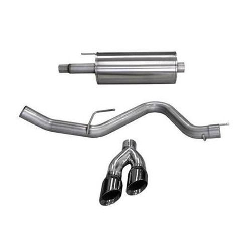 Corsa Performance 14837BLK Exhaust System, Sport, Cat-Back, 3 in Diameter, Single Side Exit, Dual 4 in Black Tips, Stainless, Natural, Super Cab / Super Crew Cab, Ford Modular, Ford Fullsize Truck 2015-19, Kit