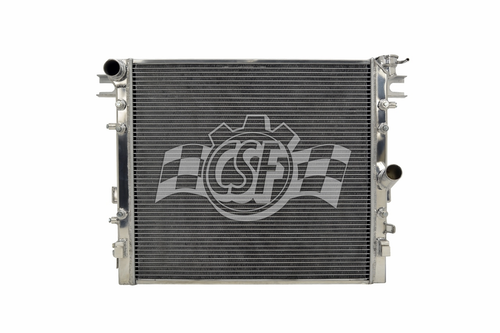 Csf Cooling 7036 Radiator, 21-15/16 in W x 2-1/2 in D, Single Pass, Driver Side Inlet, Passenger Side Outlet, Aluminum, Polished, Jeep Wrangler JK 2007-18, Each