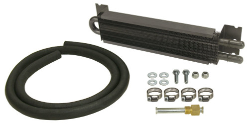 Derale 13222 Fluid Cooler, 12.875 x 1.750 x 2.625 in, Tube Type, 11/32 in Hose Barb Inlet / Outlet, Fitting / Hardware / Hose, Aluminum / Copper, Black Powder Coat, Automatic Transmission, Kit