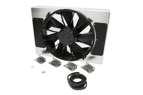 Derale 16814 Electric Cooling Fan, HO RAD, 12 in Fan, Puller, 2000 CFM, 12V, Curved Blade, 18 x 13 in, 4 in Thick, Aluminum Shroud, Plastic, Kit