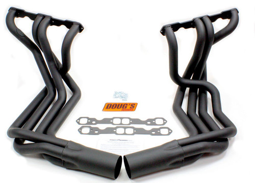 Dougs Headers D380-B Headers, SideMount, 1-7/8 in Primary, 4 in Collector, Steel, Black Paint, Small Block Chevy, Chevy Corvette 1963-82, Pair