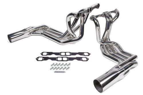 Dougs Headers D380-SS Headers, SideMount, 1-7/8 in Primary, 4 in Collector, Stainless, Natural, Small Block Chevy, Chevy Corvette 1963-82, Pair