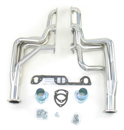 Dougs Headers D590 Headers, 1-3/4 in Primary, 3/8 in Thickness, 3 in Collector, Steel, Silver Ceramic-Metallic, Pontiac V8 GTO 1968-72, Pair