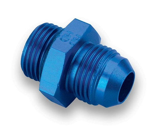 Earls 985008ERL Fitting, Adapter, Straight, 8 AN Male to 8 AN Male O-Ring, Aluminum, Blue Anodized, Each