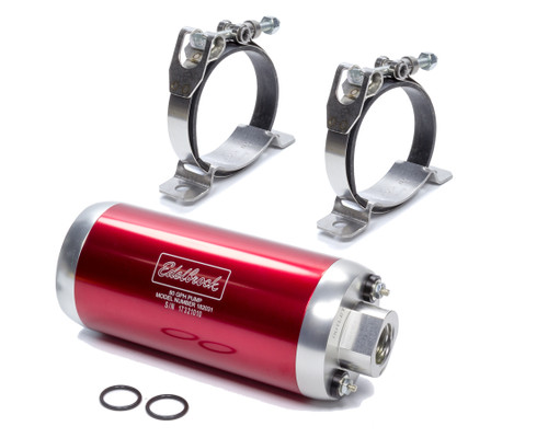 Edelbrock 182031 Fuel Pump, Quiet-Flo, Electric, 80 gph at 45 psi Preset, 10 AN Female O-Ring Inlet / Outlet, Aluminum, Red Anodized, Gas, Each