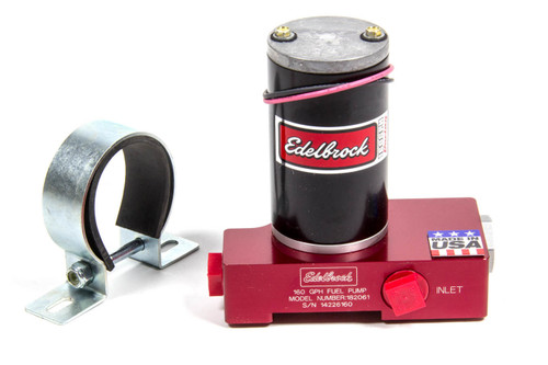 Edelbrock 182061 Fuel Pump, Quiet-Flo, Electric, 160 gph at 12 psi Preset, 1/2 in NPT Female Inlet / Outlet, Aluminum, Red Anodized, Gas, Each