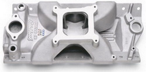 Edelbrock 2975 Intake Manifold, Victor JR. 23 Degree, Square Bore, Single Plane, Aluminum, Natural, Small Block Chevy, Each
