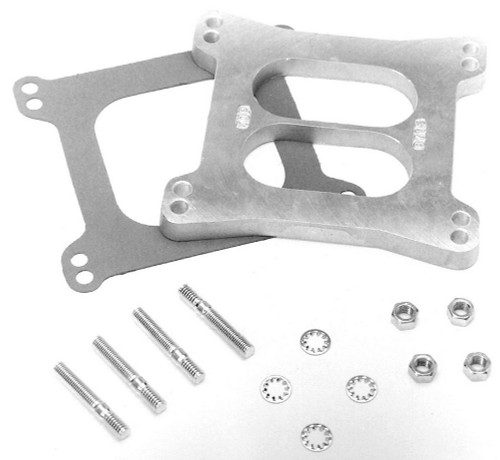 Edelbrock 8715 Carburetor Spacer, 1/2 in Thick, Divided Wall, Square Bore, Aluminum, Natural, Each