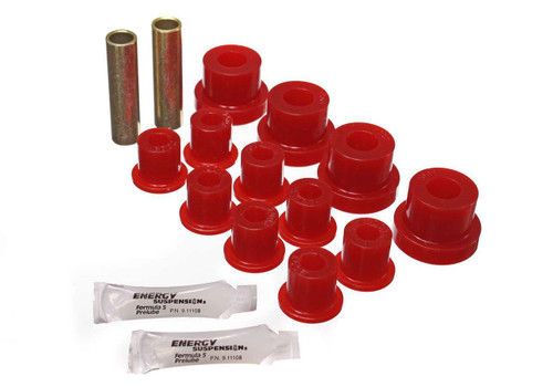 Energy Suspension 2.2102R Leaf Spring Bushing Kit, Hyper-Flex, Front, Polyurethane / Steel, Red / Cadmium, Jeep CJ 1976-86, Kit