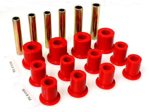 Energy Suspension 3.2105R Leaf Spring Bushing Kit, Hyper-Flex, Front, Polyurethane / Steel, Red / Cadmium, GM Fullsize SUV / Truck 1971-87, Kit