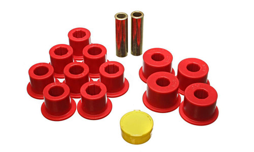 Energy Suspension 7.2103R Leaf Spring Bushing Kit, Hyper-Flex, Rear, Polyurethane / Steel, Red / Cadmium, Nissan Compact Truck 1986-97, Kit