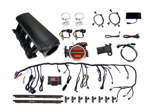FiTech 70008 GM LS1/LS2/LS6 Ultimate EFI Truck,Touchscreen, Wiring Harness, 55 lb/hr Injectors, Intake, Throttle Body, Black, Kit