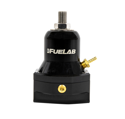 Fuelab Fuel Systems 56504-1 Fuel Pressure Regulator, High Flow, 40-80 PSI, In-Line, Two 10 AN Female Inlets, 10 AN Female Return, 1/8 in NPT Port, Aluminum, Black Anodized, Diesel / E85 / Gas / Methanol, Each