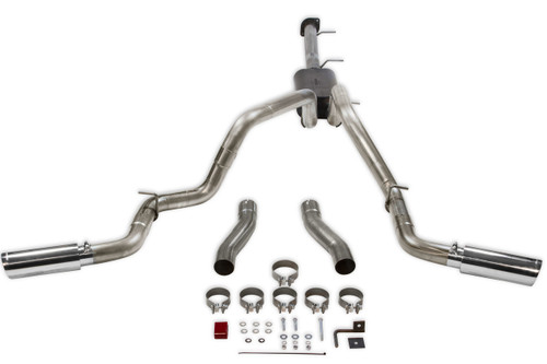 Flowmaster 817933 Exhaust System, American Thunder, Cat-Back, 3 in Diameter, Dual Side Exit, 4 in Polished Tips, Stainless, Natural, 6.6 L, GM Fullsize Truck 2020-21, Kit