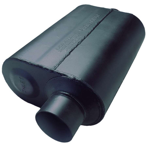 Flowmaster 952446 Muffler, Super 40, 2-1/4 in Offset Inlet, 2-1/4 in Center Outlet, 13-1/2 x 10 x 5 in Oval Body, 19-1/2 in Long, Steel, Black Paint, Universal, Each