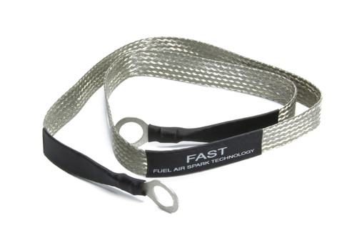 Fast Electronics 6000-6720 Ground Strap, Flat Braided, 11 Gauge, 24 in Long, Eyelet Terminals, Tin Coated Copper, Natural, Each