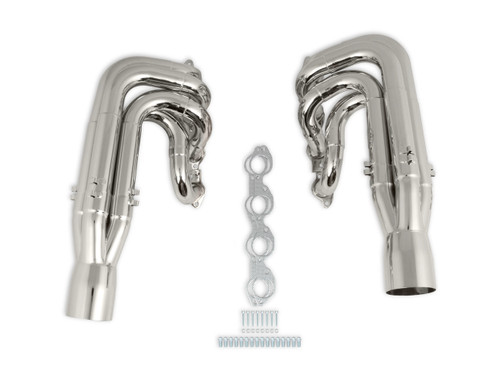 Hooker 2502-6HKR Headers, Racingheart, 3-Step, 2-1/8 to 2-1/4 to 2-3/8 in Primary, 4-1/2 in Collector, Steel, Chrome, Big Block Chevy, Pair