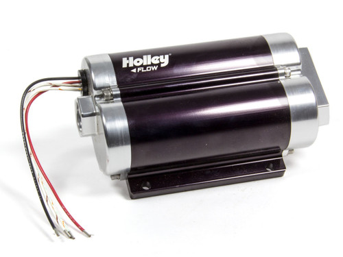 Holley 12-1200 Fuel Pump, Dominator, Electric, In-Line, 130 gph, 10 AN Female O-Ring Inlet / Outlet, Black / Chrome, Gas, Each