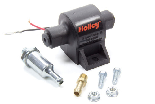 Holley 12-427 Fuel Pump, Mighty Mite, Electric, 32 gph at 7 psi, 1/8 in NPT Female Inlet / Outlet, Black, Diesel / Gas, Each