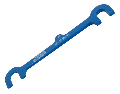 Joes Racing Products 14230 Control Arm Shims, Upper, Tapered, 6 in Center Spacing, 1/8 in, Aluminum, Blue Anodized, Each