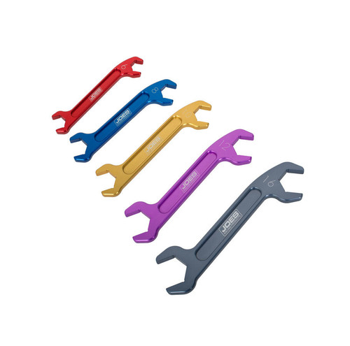 Joes Racing Products 18000 AN Wrench Set, Double End, 5 Piece, 6 AN to 16 AN, Aluminum, Multi Color Anodized, Kit