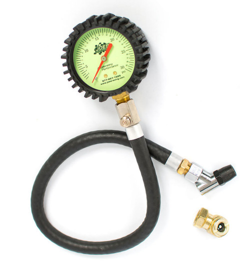 Joes Racing Products 32306 Tire Pressure Gauge, Glow in the Dark, 0-30 psi, Analog, 2-1/2 in Diameter, White Face, 1 lb Increments, Each