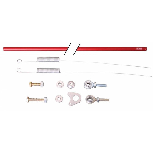 Joes Racing Products 34200 Throttle Linkage, 23 in Long Rod, Hardware / Return Springs / Rod Ends, Aluminum, Red Anodized, Kit